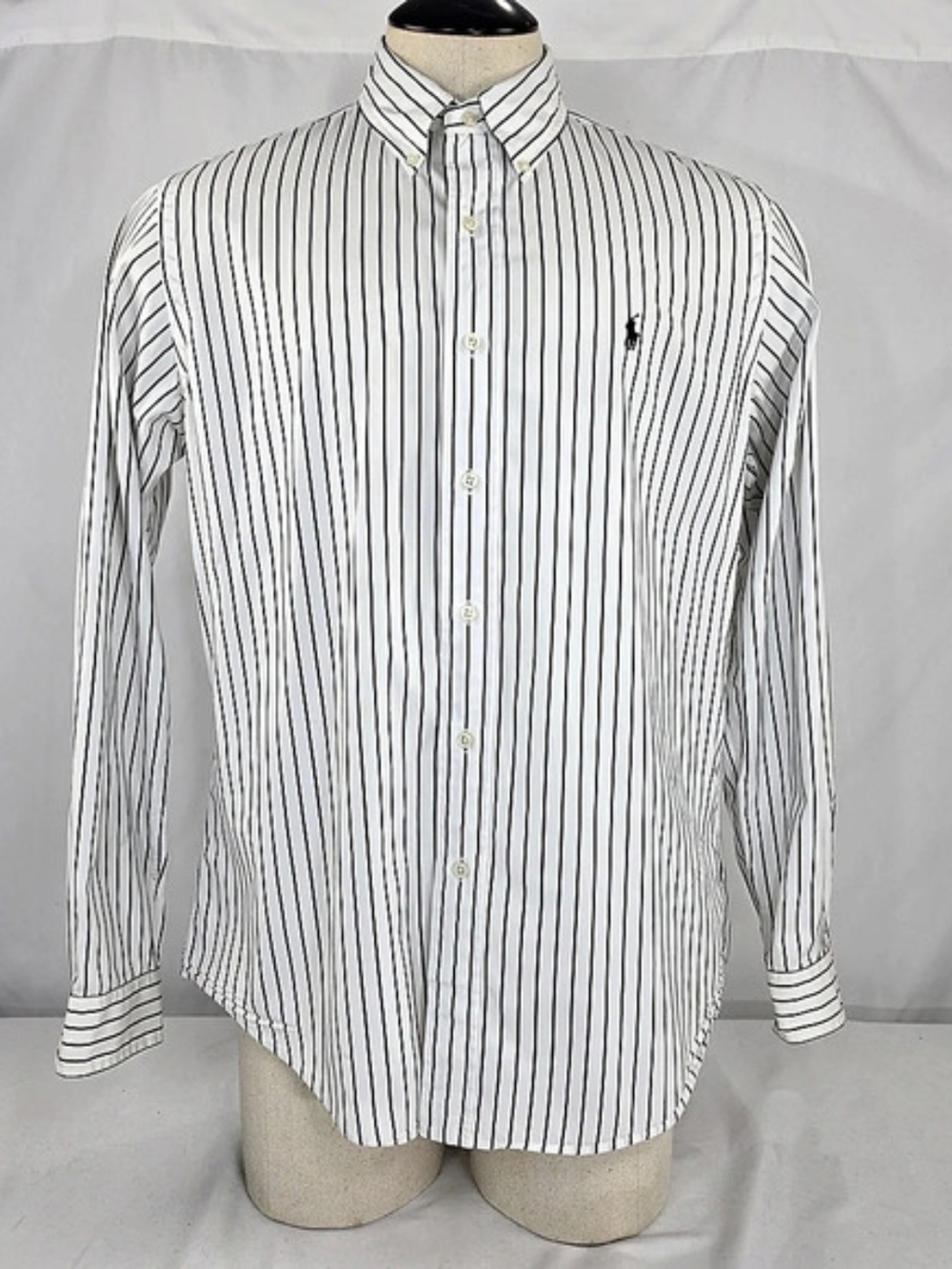 Ralph Lauren Custom Fit Button-Down Shirt Striped Button-Down in White & Black